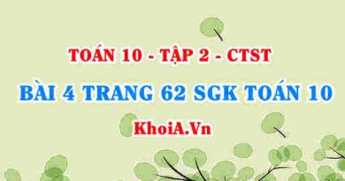 Bài 4 trang 62 SGK Toán 10 tập 2 Chân trời sáng tạo